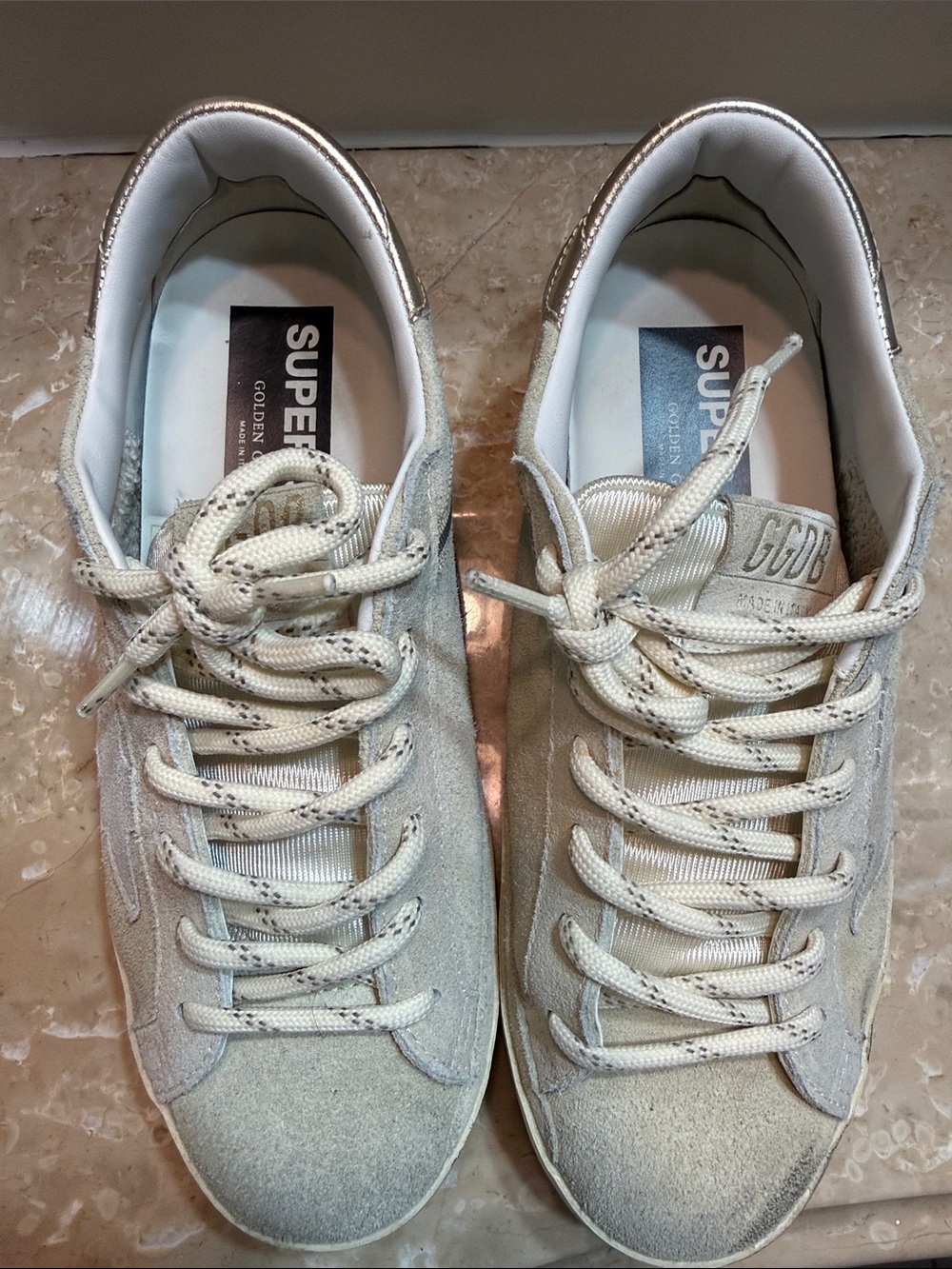 Golden Goose Suede Sneakers in Beige and Cream